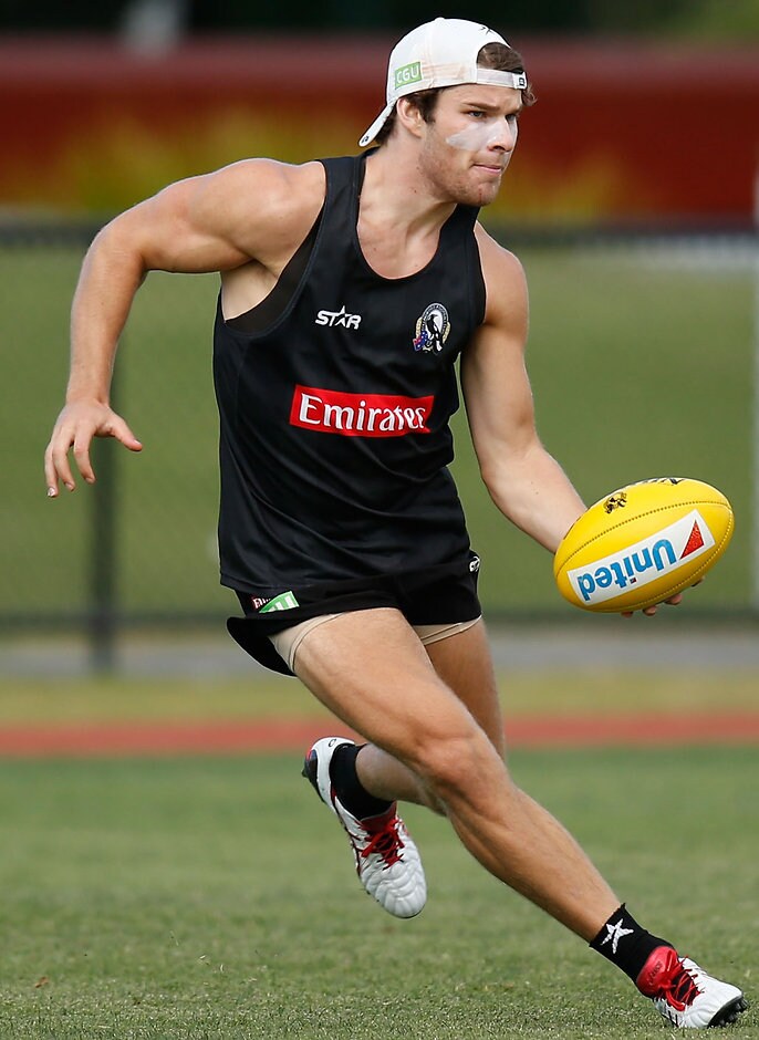 AFL 2015 Training - Collingwood 040315 Nathan Freeman of the Magpies in action during the Collingwood Magpies training session at Olympic Park Oval, Melbourne on March 04, 2015. (Photo: Michael Willson/AFL Media)